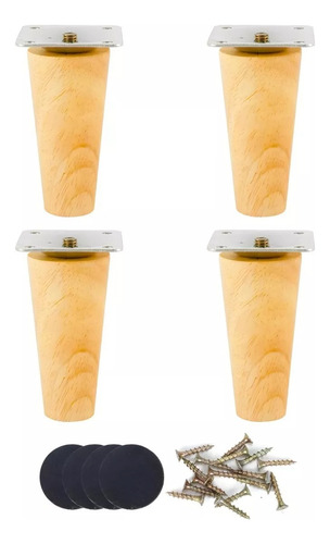 Pack 4 Pata De Madera Maciza Para Mueble 10cm