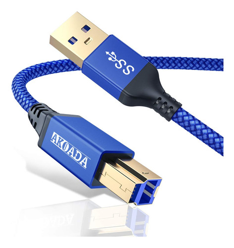 Akoada - Cable Usb A A Usb B 3.0 (10 Pies), Cable Trenzado D