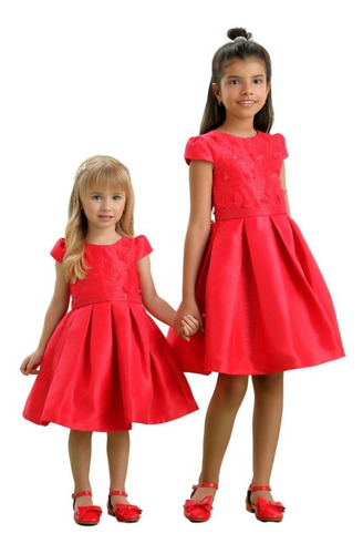 Imagem 2 de 4 de Vestido De Festa Infantil Petit Cherie Vermelho Charm 21422