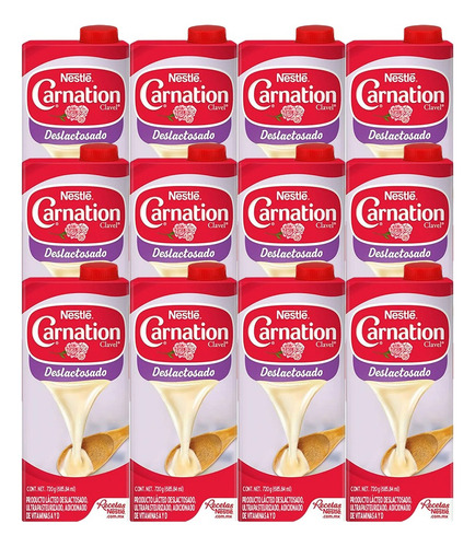 Lácteo Nestlé Carnation Clavel Deslactosado 720 Ml 12 Pzas