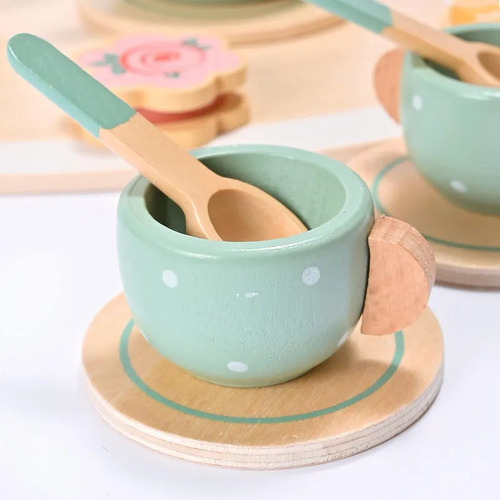 Juego De Té De Madera De 15 Piezas Para Toy Kitchen 1ez