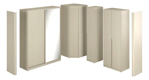 Guarda Roupa Modulado Com 6 Portas 100% Mdf Pintura Laca Cor Luna