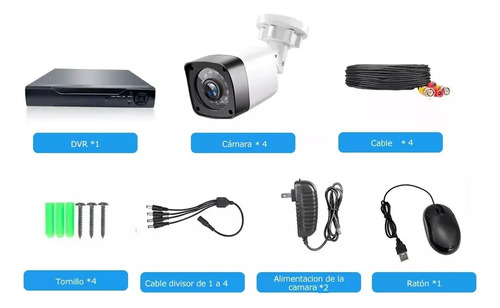 Kit 4 Camaras Seguridad Infrarroja Hdmi Exterior Disco 1tb Surtido