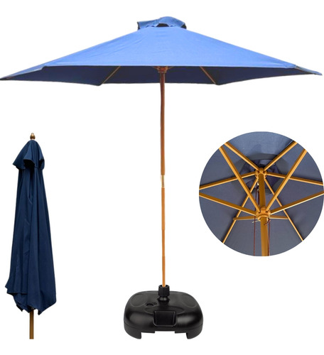 Guarda Sol Grande 2,70m Com Base Ombrelone De Madera Piscina