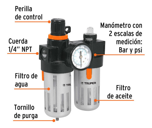 Filtro Y Regulador De Presion Truper (19238)