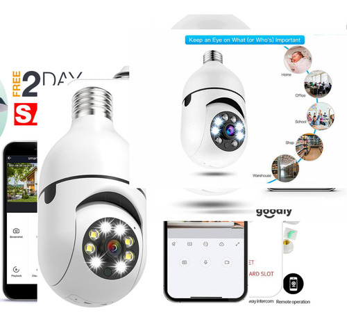 Câmera Lâmpada Ip Wifi 5g Segurança 360 Espiã Yoosee Full Hd Branco