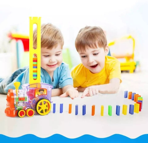 Imagen 7 de 8 de Tren Dominó Para Niños, Juego De Bloques De Construcción,