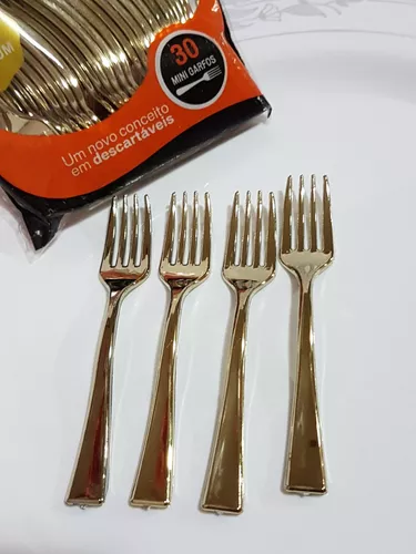 Mini Garfos de Luxo Dourado