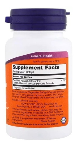 Astaxantina (astaxanthin) 4mg - 60 Softgels - Importada Eua