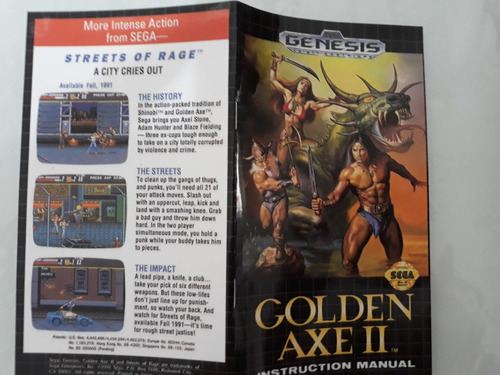 Fita Golden Axe Ii Sega Genesis Mega Drive Caixa + Manual