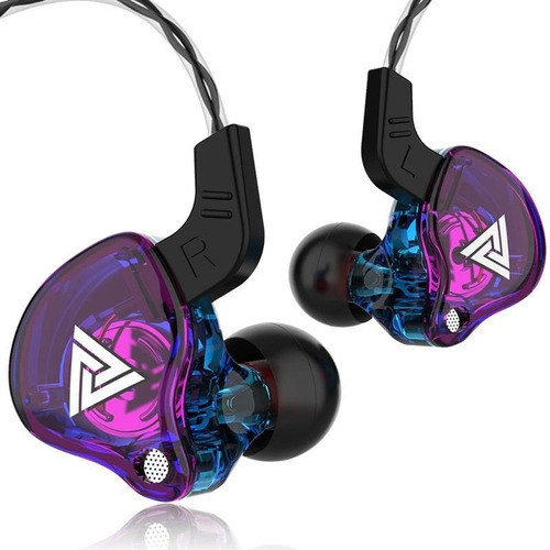 Fone de ouvido in-ear gamer QKZ Retorno de Palco AK6 AK6 preto e violeta