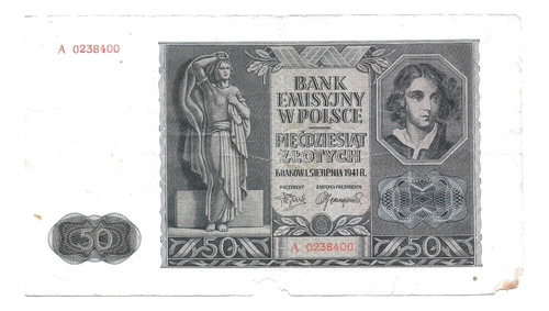 Liquido Excelente Billete De Polonia. 50 Zlotych 1941