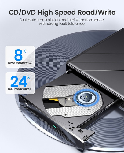 Lector Y Quemador De Cd/dvd Externo Con 2 Usb 3.0+tf+sd