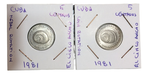  Intur 2 Monedas 5 Cents 1981 Variante 1 Y 2 