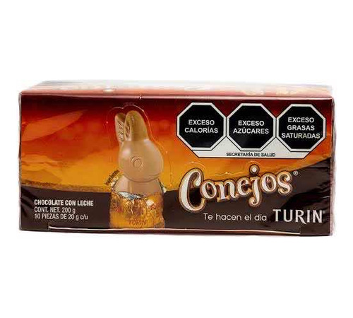 Conejos Chocolate Con Leche Turin 10 Pz De 20 G C/u