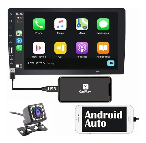 Estéreo De Coche De 9 Pulgadas 1din Mp5 Carplay Android Auto