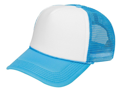 Gorra Malla Celeste Con Frente Blanco Para Sublimar