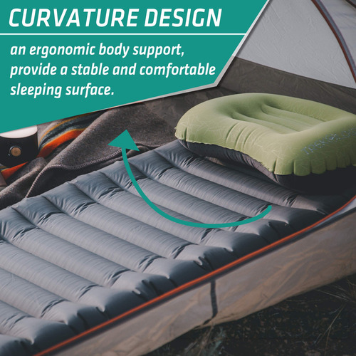 Cojín De Dormir Inflable Ultraligero Para Acampar Gris