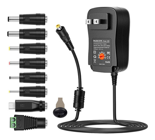 Adaptador De Corriente Ac 30w Universal 8 Salidas Dc Ajustab