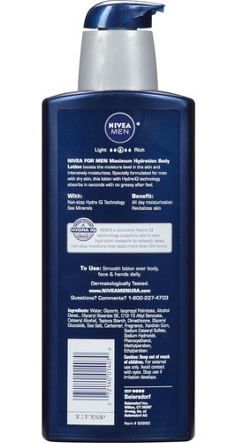 Loción Nutritiva Nivea Hombre Máxima Hidratación 3 En 1