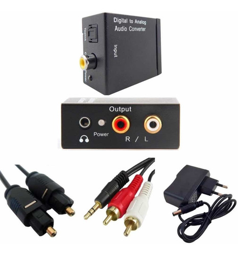 Imagem 1 de 4 de Adaptador Óptico X Rca + Cabo Óptico + Cabo 2 Rca X P2 Macho