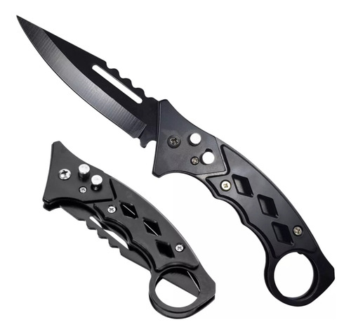 Cuchillo Navaja Plegable Defensa Personal Automática Acero Negro