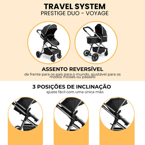 Carrinho Bebê Conforto E Base 3 Em 1 Voyage Kit Completo