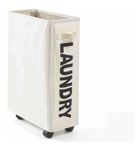 Laundry Baskets With Wheels Foldible Movable White Color