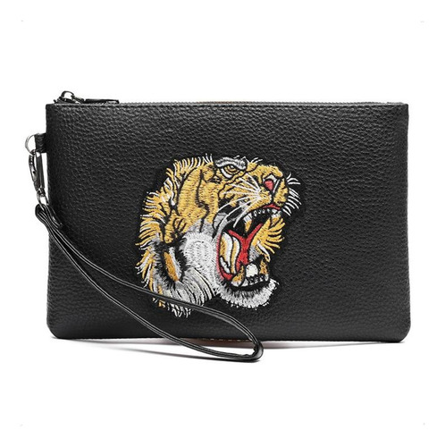 Bolso De Mano Luxury Diamond Parma Clutch Porta Documentos Negro Con Correa De Muñeca Marroquinería Hombre Estilo Italiano Herrajes Níquel Ideal Viajes Trabajo Salidas Cuero Pu Y Bordados Calidad