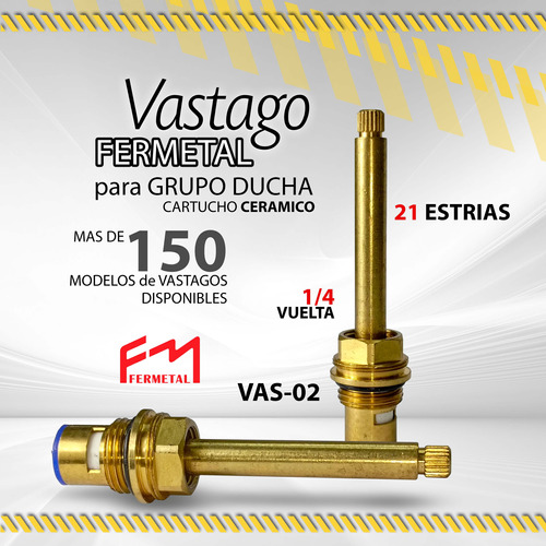 Vastago Fermetal Ceramico 1/4 Vuelta 21 Estrias Vas-02/06613