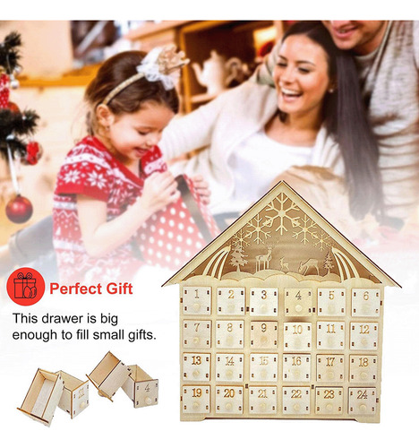 Casa De Madera Led Navidad Decorar Calendario De Adviento
