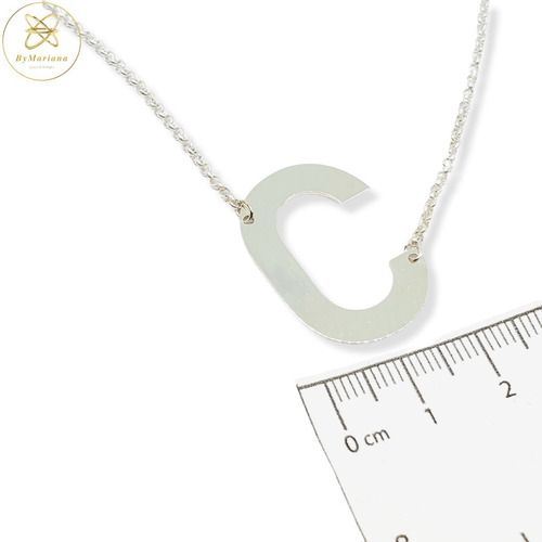 Imagen 5 de 6 de Cadena Plata Rollon Con Letra Inicial C Mediana 20 X 30mm