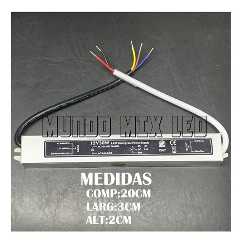 Imagem 2 de 3 de Fonte Blindada Automática P/ Fita Led Ip67 30w 12v 2,5a Biv