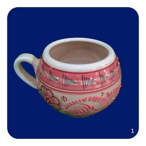 Imagen 3 de 3 de Taza Tarro Chocolatero Rosa Jumbo Talavera Poblana 800ml