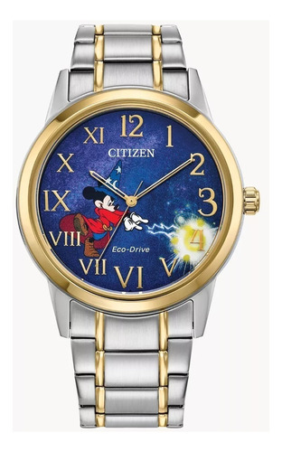 Citizen Sorcerer's Apprentice Mickey Blue Dial Fe7064-71w Color de la correa Plata Color del bisel Oro Color del fondo Azul