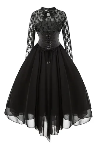 Vestido Transpirable De Encaje Para Mujer, Estilo Gótico, Pa