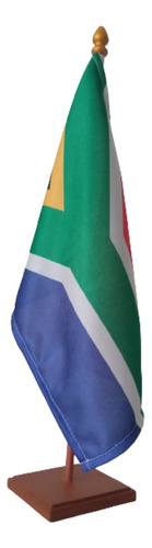 Bandera Sudafrica Con Mastil Y Base Para Escritorio 