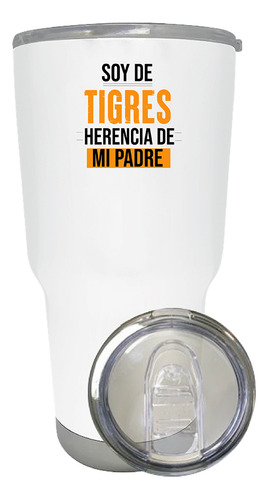 Termo Vaso Térmico Tigres Uanl 30 Oz Soy De Tigres Od77501 Color Blanco