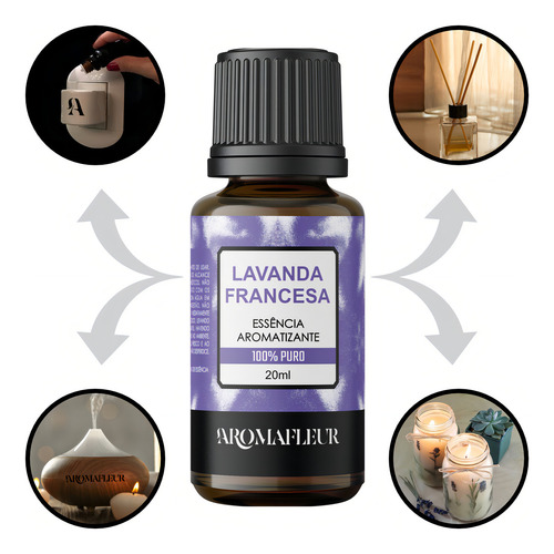 Kit 6 Essências Aromatizantes Aromafleur Hidrossoluvel com Óleo Essencial para Difusor Aromatizador de Ambiente Umidificador Elétrico Base Água Home Spray Aromaterapia Velas Aromáticas Refil Varetas