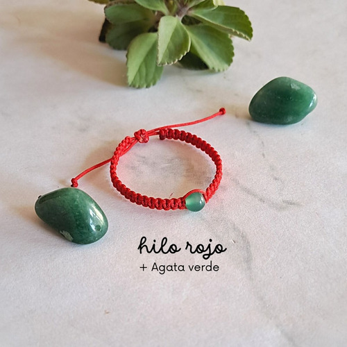 Pulsera Hilo Rojo Agata Verde Bebé Niño Adulto Proteccion