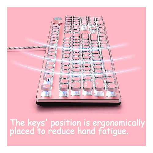 Teclado Y Ratón De Máquina De Escribir Rosa, Teclado Retro Rosa.