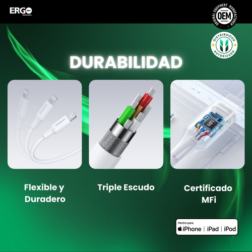 Cable Ugreen Usb-c A Lightning 60w 3a Carga Rápida Tpe 1m N