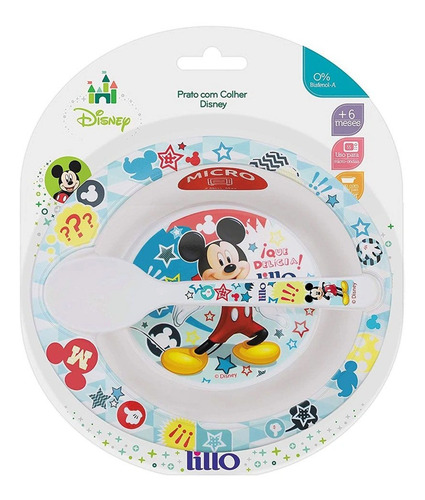 Imagem 1 de 2 de Prato Fundo Com Colher - Mickey Mouse Lillo Do Brasil Indu