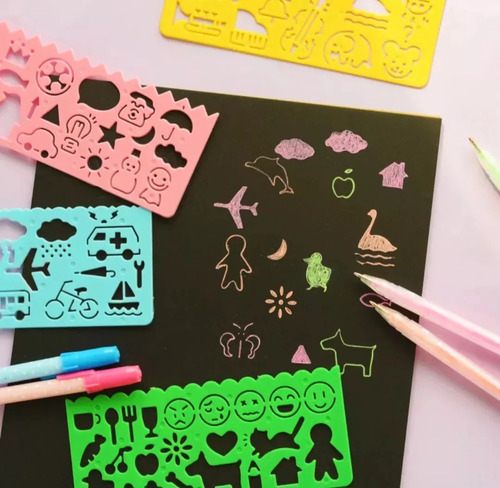 Set De Reglas Plantillas Con Diseños + Regla Espirografica