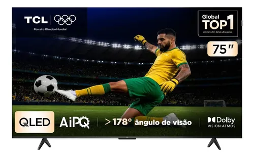 Smart TV TCL 75 Polegadas QLED 4K P7K WiFi Bluetooth Google TV HDR10+ Dolby Atmos Dolby Vision 75P7K