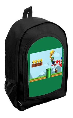 Mochila Negra Infantil Nena Nene Mario Bros. Tt923