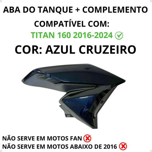 Aba Tanque Par Complemento Asa Titan 160 22 23 24 Cores Azul Cruzeiro