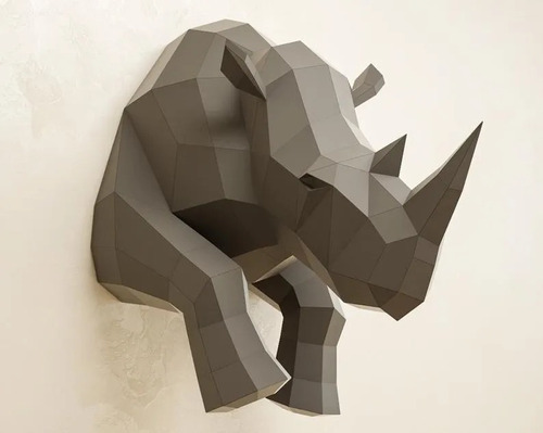 Rinoceronte Pared - Rhino Paper Craft Papercraft Papel Pdf