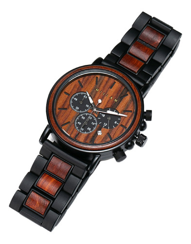 Reloj De Madera Para Hombre, Caballero, Juvenil 2019 Color de la correa Negro Color del bisel Terracota