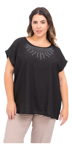 Blusa De Vestir Manga Corta Escote Redondo Talle Grande